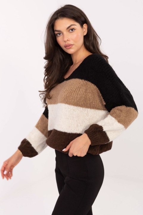 Sweter Damski Model MI-SW-0409.85 Black/Brown - Rue Paris