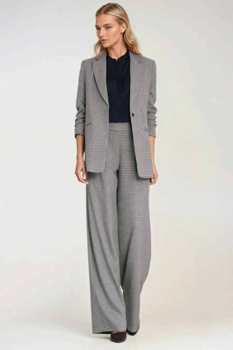 Marynarka damska z zakładkami na rękawach w pepitkę