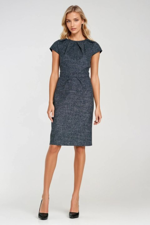 Sukienka z zakładkami na dekolcie Z275 Navy - Nife