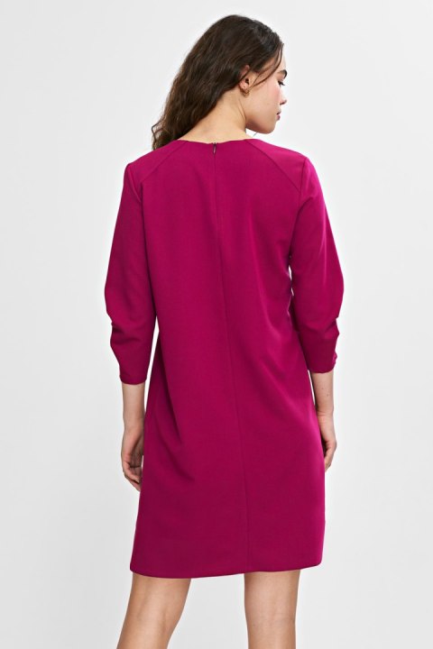 Sukienka z zakładkami na rękawach S267 Fuksja - Nife