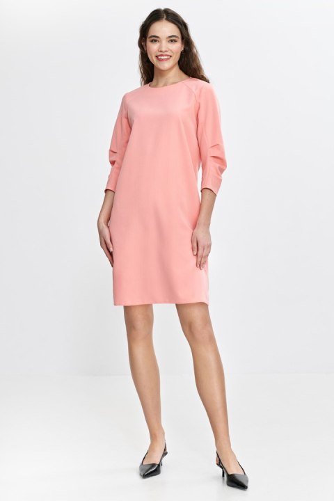 Sukienka z zakładkami na rękawach S267 Łosoś - Nife