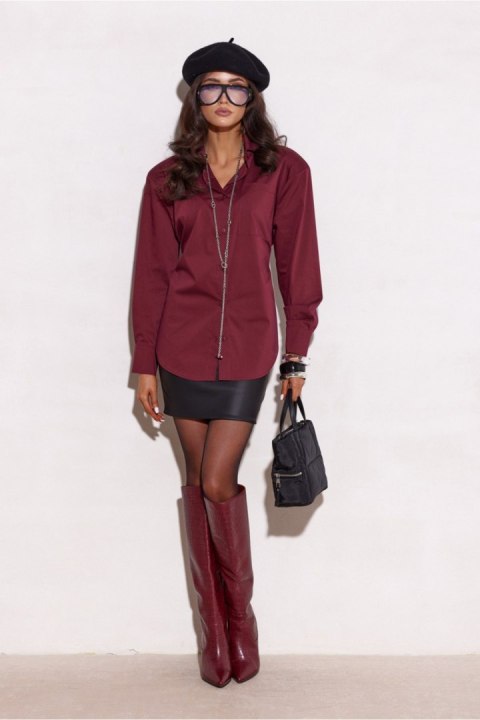 Koszula Damska Model Livia BOR BLU0225 Bordo - Roco Fashion