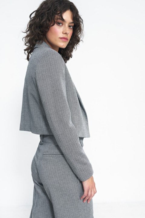 Krótki żakiet w czarną jodełkę Z67 Black - Nife