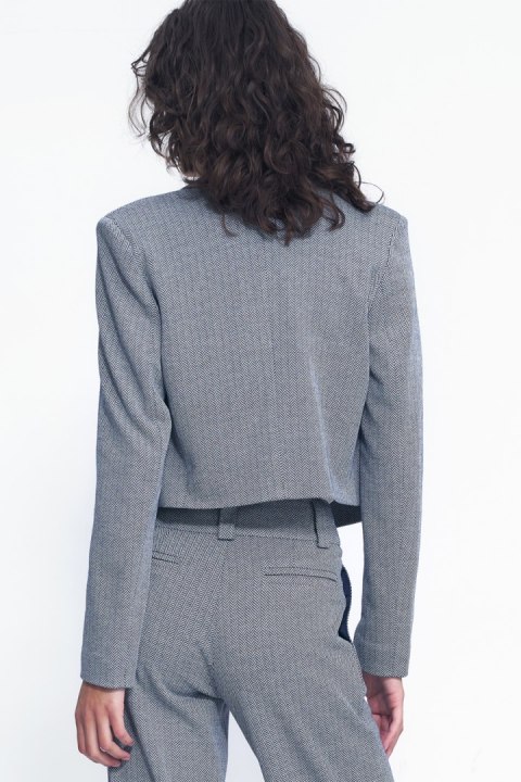 Krótki żakiet w granatową jodełkę Z67 Navy - Nife