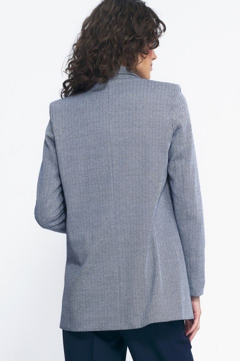 Niezapinana marynarka w granatową jodełkę Z68 Navy - Nife