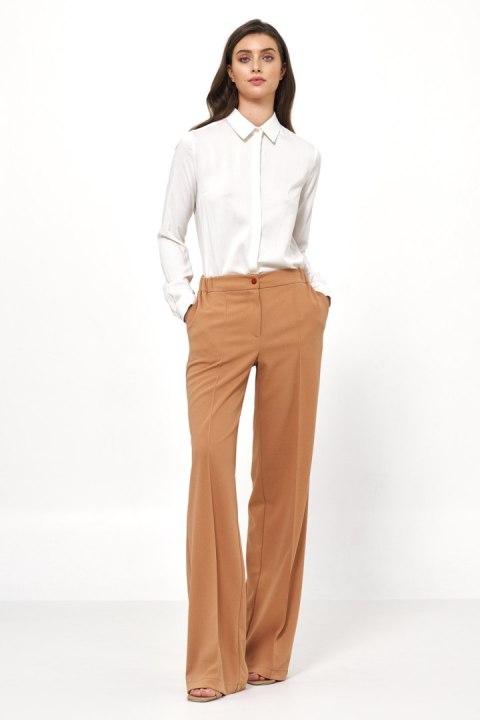 Wiskozowa bluzka ecru z kołnierzykiem B172 White - Nife