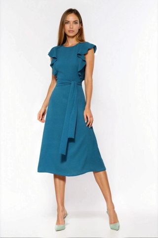 Sukienka Lazurowa sukienka z falbanami na ramionach S278 Lazur - Nife