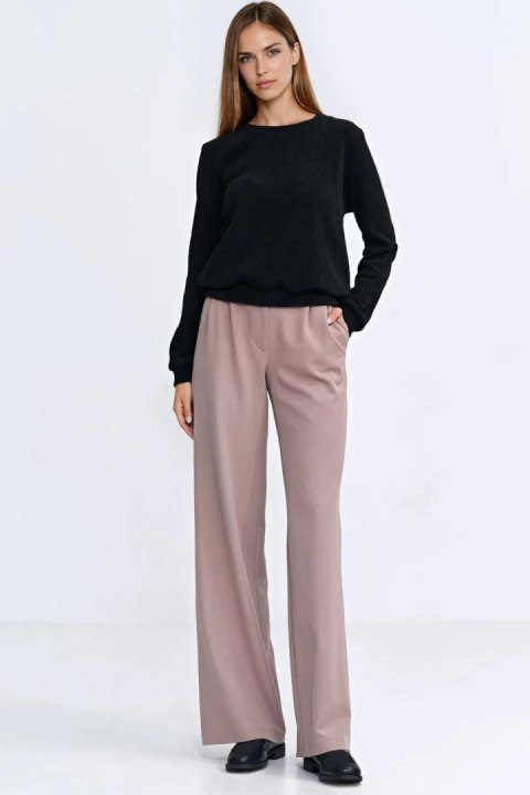 Bluza z dzianiny prążkowanej z długim rękawem BL13 Black - Nife