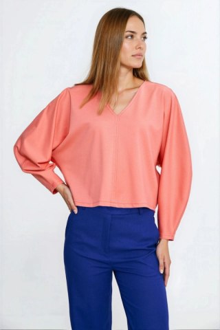 Bluzka oversize z balonowymi rękawami B214 Coral - Nife