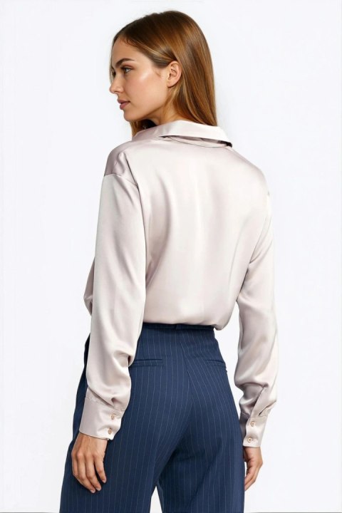 Satynowa koszula body K96 Beige - Nife