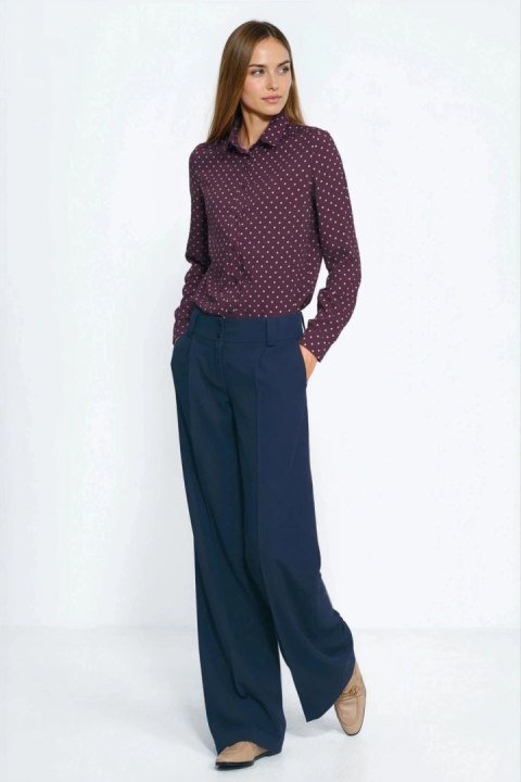 Wiskozowa koszula w groszki K91 Bordo - Nife