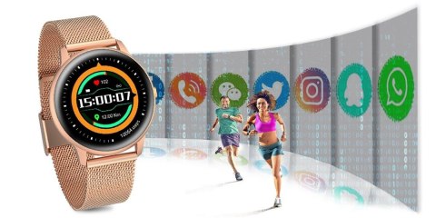 Damski Smartwatch G.Rossi SW015-4 Różowe Złoto Mesh