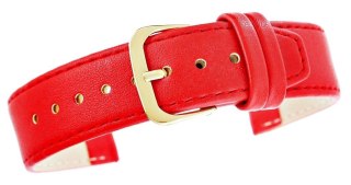 Pasek Skórzany do Zegarka 20mm CLASSIC Czerwony Złota Klamra