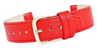 Pasek Skórzany do Zegarka 20mm CLASSIC Czerwony Złota Klamra