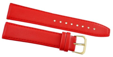 Pasek Skórzany do Zegarka 20mm CLASSIC Czerwony Złota Klamra