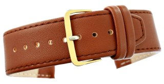 Pasek do zegarka CLASSIC Skórzany 24 mm Brązowy Złota Sprzączka