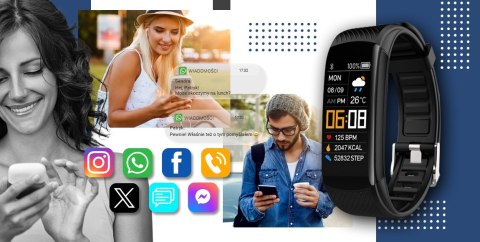 Smartwatch GIEWONT GW200-6 Czarno-Granatowy z 2 paskami