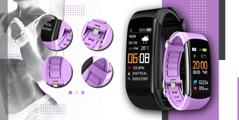 Smartwatch GIEWONT GW200-8 Czarno-Jasnofioletowy 2 paski