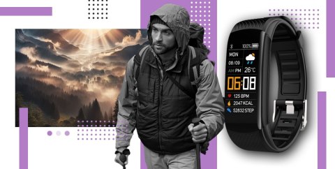 Smartwatch GIEWONT GW200-8 Czarno-Jasnofioletowy 2 paski
