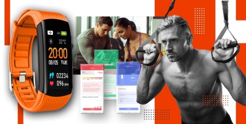 Smartwatch GIEWONT GW200-9 Czarno-Pomarańczowy 2 paski
