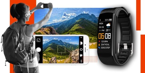 Smartwatch GIEWONT GW200-9 Czarno-Pomarańczowy 2 paski