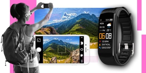 Smartwatch GIEWONT GW200-4 Czarno-Różowy z 2 paskami