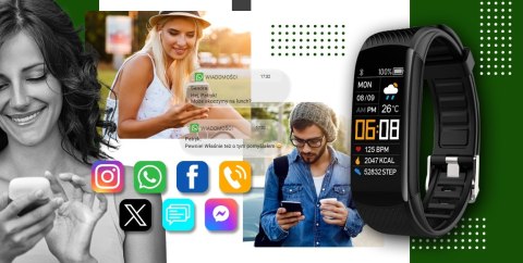 Smartwatch Giewont GW200-5 Czarno-Zielony - 2 Paski