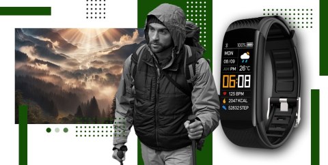 Smartwatch Giewont GW200-5 Czarno-Zielony - 2 Paski