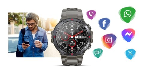 Smartwatch GIEWONT GW430-2 Szary - Rozmowy Bluetooth