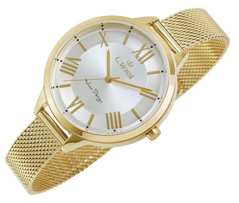Zegarek damski G.Rossi 10296B5-3D1 złoty mesh Miyota
