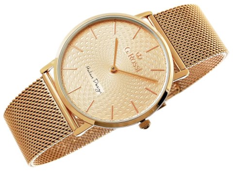Zegarek Damski G.Rossi 8709B2-3D3 Różowe Złoto Mesh