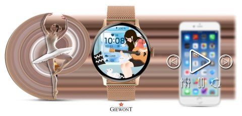 Smartwatch Damski Giewont GW330-1 Różowe Złoto
