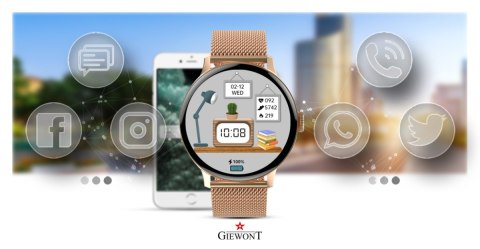 Smartwatch Damski Giewont GW330-1 Różowe Złoto