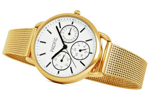 Zegarek damski Pacific Chronograf X6180-3 złoty mesh