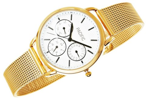 Zegarek damski Pacific Chronograf X6180-3 złoty mesh