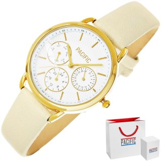 Zegarek damski Pacific Chronograf X6180-7 złoty na pasku
