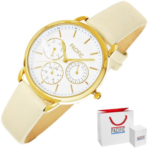 Zegarek damski Pacific Chronograf X6180-7 złoty na pasku