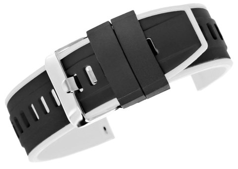 Pasek Silikonowy 20mm Czarno-Biały do Zegarka U22-20-1