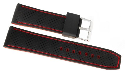 Pasek Silikonowy Czarno-Czerwony 20mm z Nitką