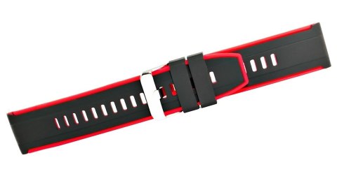 Pasek Silikonowy Czarno-Czerwony 22mm
