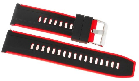 Pasek Silikonowy Czarno-Czerwony 22mm