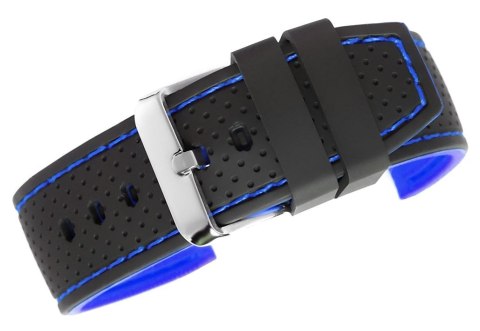 Pasek Silikonowy z Granatową Nitką 20mm Czarno-Granatowy U17-20-4