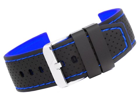Pasek Silikonowy z Granatową Nitką 20mm Czarno-Granatowy U17-20-4