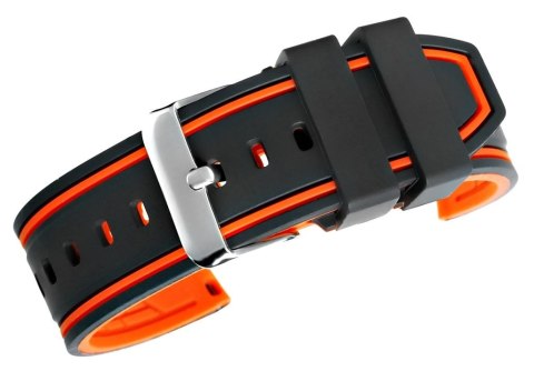 Pasek silikonowy do smartwatcha czarno-pomarańczowy 20mm