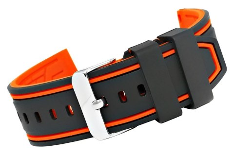 Pasek silikonowy do smartwatcha czarno-pomarańczowy 20mm