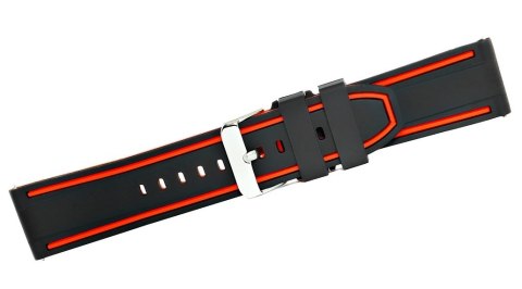 Pasek silikonowy do smartwatcha czarno-pomarańczowy 20mm
