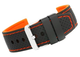Pasek silikonowy z przeszyciem czarno-pomarańczowy 20mm