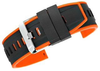 Pasek silikonowy do smartwatcha czarno-pomarańczowy 22mm