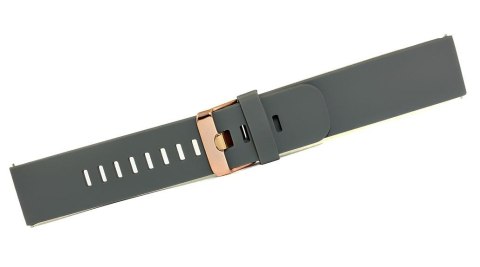Pasek silikonowy szary z różowym złotem 22 mm