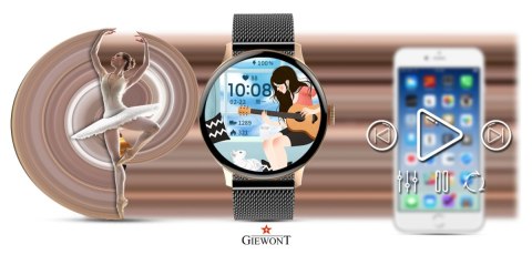 Smartwatch Damski Giewont GW330-4 Różowe Złoto/Czarny